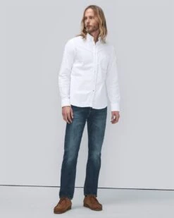 7 For All Mankind Oxford Shirt In White -Sleek Fit Style c43024dee25d6121fcbbf14c3c2e59fb