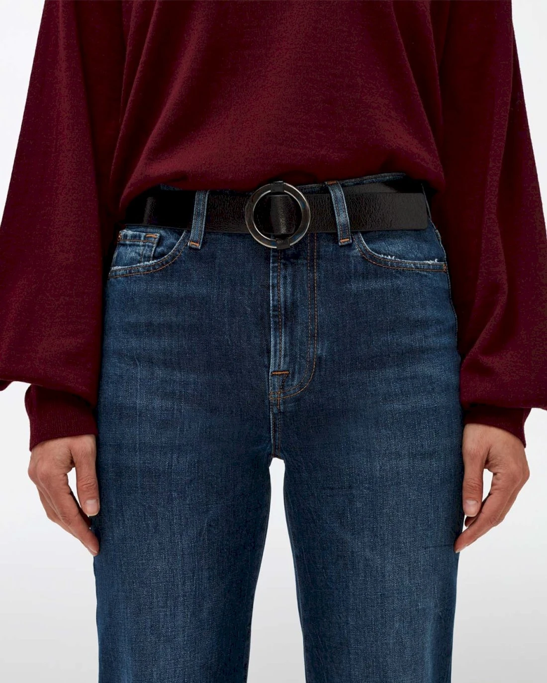 7 For All Mankind Ring Buckle Leather Belt In Black 3 7 For All Mankind Ring Buckle Leather Belt In Black