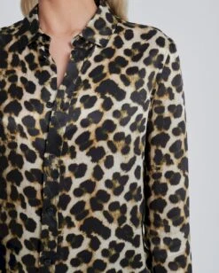 7 For All Mankind Silk Button-Up Shirt In Leopard -Sleek Fit Style d1af43ca3e07c367dd922121342cf4a2