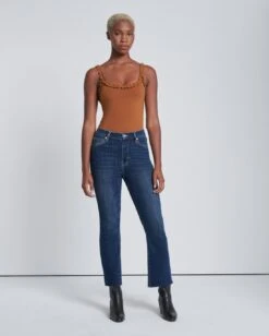 7 For All Mankind Broken Twill High Waist Slim Kick In Mad Hatter
