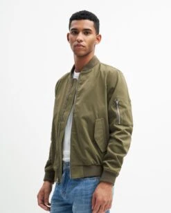 7 For All Mankind Tech Bomber Jacket In Military Green -Sleek Fit Style d2b49405e00c46cc351efbad7956f8f9