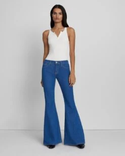 7 For All Mankind No Filter Low Rise Flare In Aquamarine