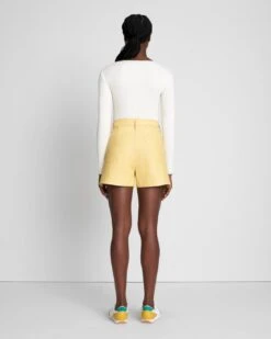 7 For All Mankind Faux Leather Tailored Short In Jojoba -Sleek Fit Style e76c73c902a95ce18d33481b1a9f1361