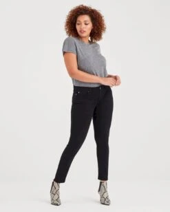 7 For All Mankind B(air) Denim Ankle Skinny In Black -Sleek Fit Style f18ca8d57b462b2c48fc89a0050484a0
