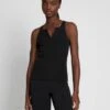 7 For All Mankind Quarter Zip Ribbed Tank In Moonless Night -Sleek Fit Style f512a43ba797713b0b26102b21327f4c
