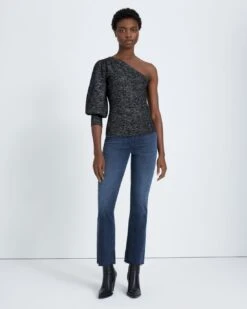 7 For All Mankind One Shoulder Sweater In Black Metallic -Sleek Fit Style f6c5720e85174e87e1642c180ceb2ca6
